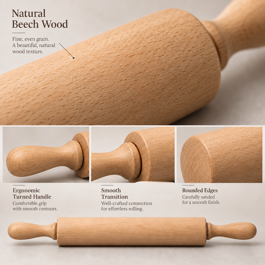 Lovrqi™ Solid Wood Rotating Rolling Pin main image 06